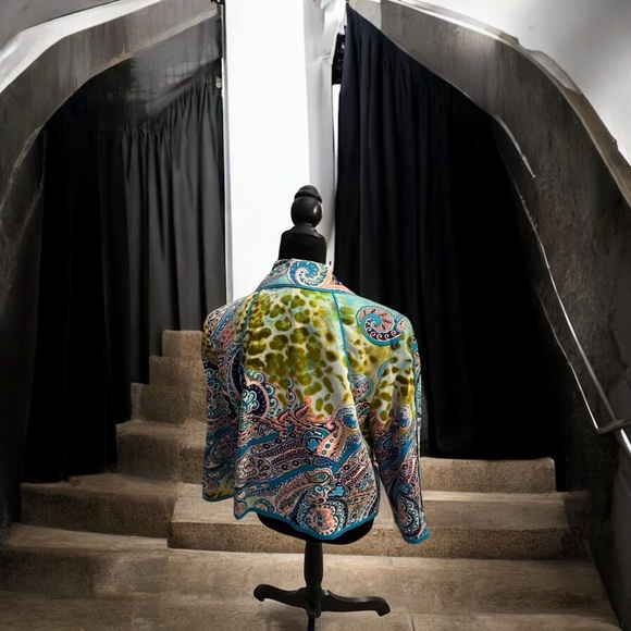 VINTAGE COLLECTION Harve Bernard Paisley and Leopard Print Women's Jacket - Picture 2 of 3